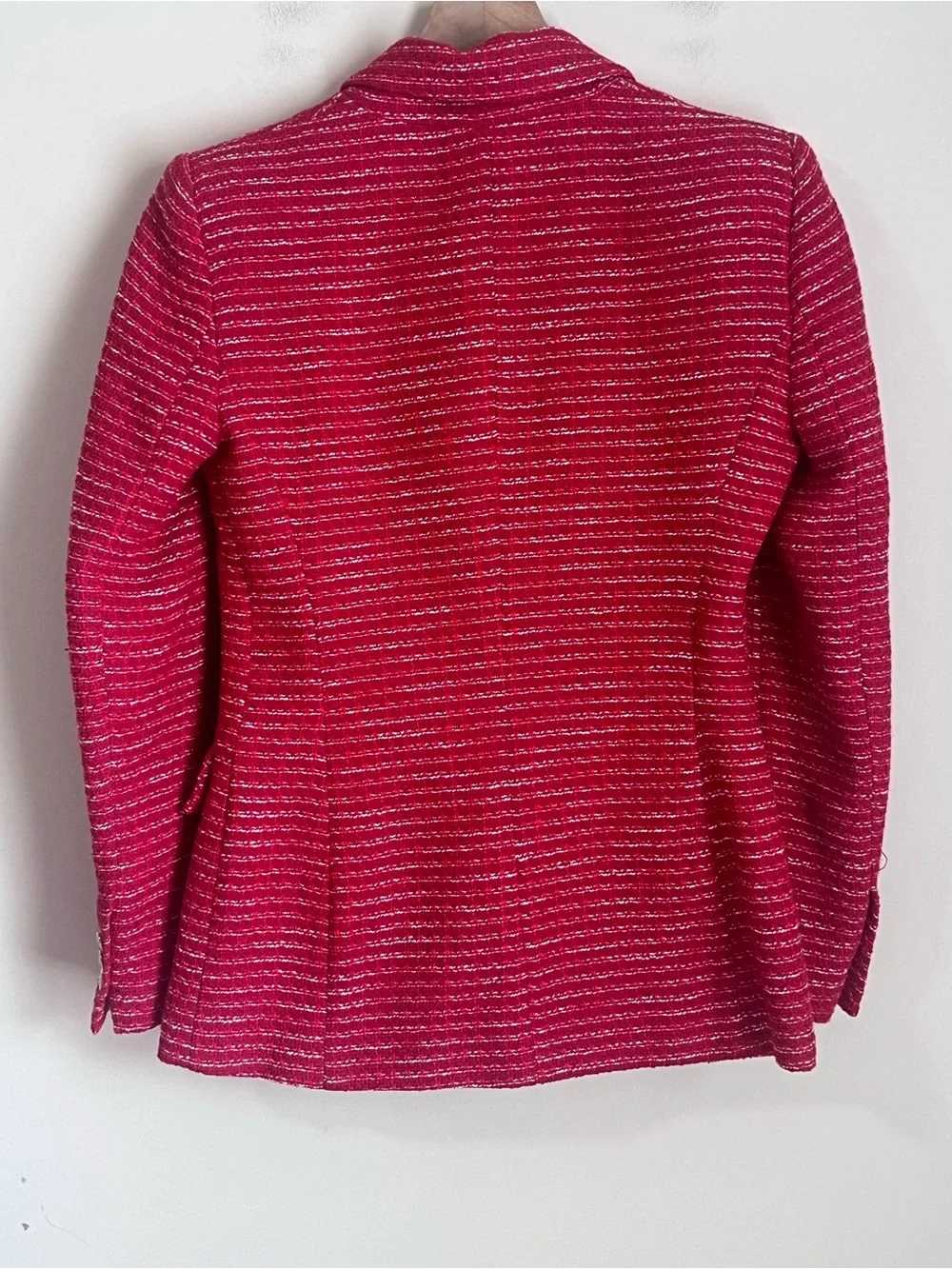 Zara Double Breasted Blazer Tailored Red Gold Buttons Tweed Sz Small - Picture 5 of 8